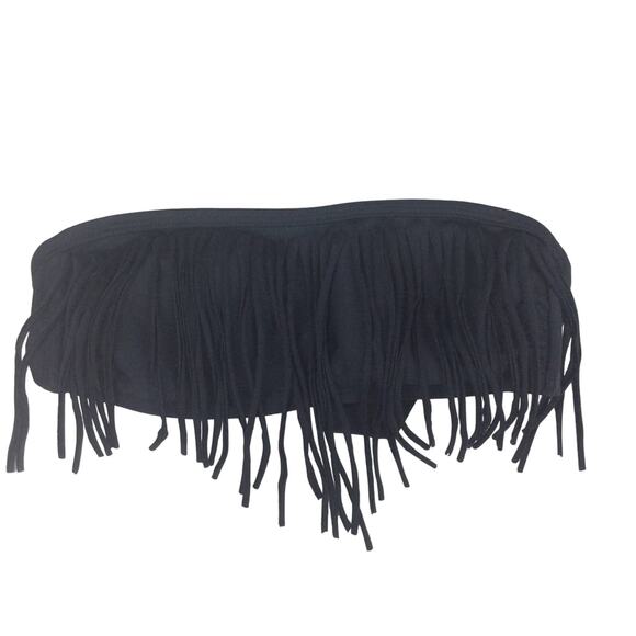 Black Bikini Top Fringe Strapless XS Xhilaration - Picture 1 of 4